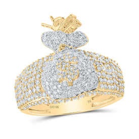 10K Yellow Gold Round Diamond Mens Ring 1 7/8 Cttw - Splendid Jewellery