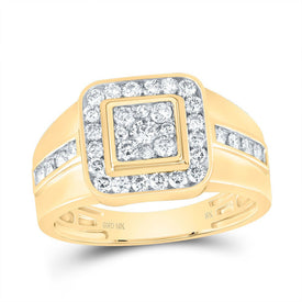 10K Yellow Gold Round Diamond Mens Ring 1 Cttw - Splendid Jewellery