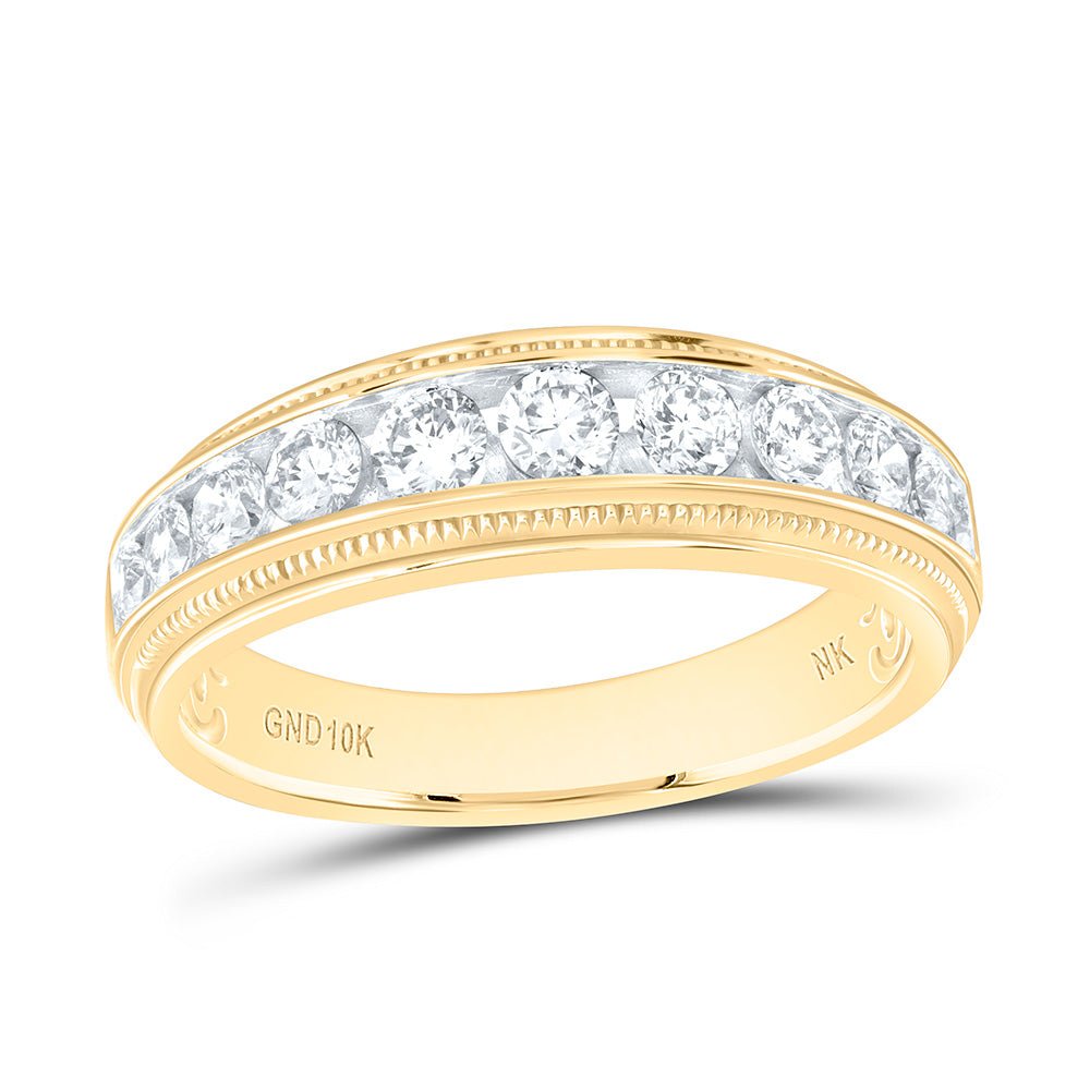 10K Yellow Gold Round Diamond Mens Ring 1 Cttw - Splendid Jewellery