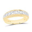 10K Yellow Gold Round Diamond Mens Ring 1 Cttw - Splendid Jewellery