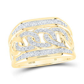 10K Yellow Gold Round Diamond Mens Ring 1 Cttw - Splendid Jewellery