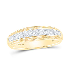 10K Yellow Gold Round Diamond Mens Ring 1/2 Cttw - Splendid Jewellery