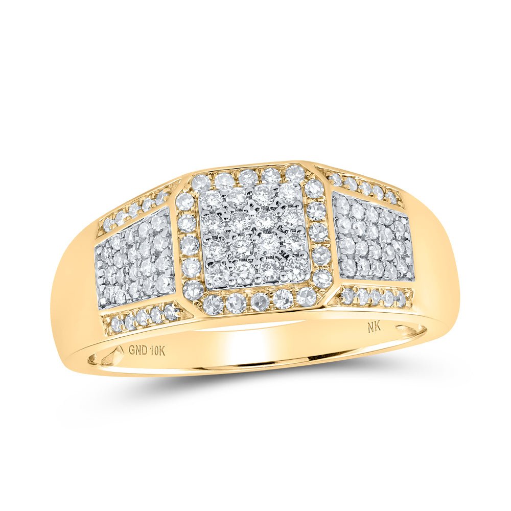 10K Yellow Gold Round Diamond Mens Ring 1/2 Cttw - Splendid Jewellery