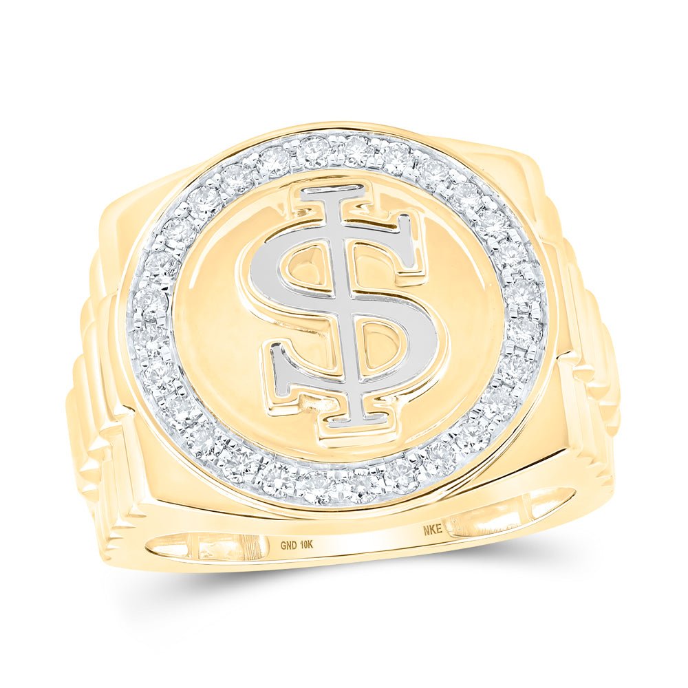 10K Yellow Gold Round Diamond $ Mens Ring 1/2 Cttw - Splendid Jewellery