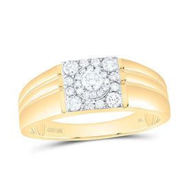 10K Yellow Gold Round Diamond Mens Ring 1/2 Cttw - Splendid Jewellery