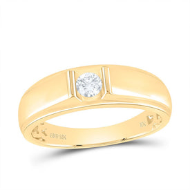 10K Yellow Gold Round Diamond Mens Ring 1/4 Cttw - Splendid Jewellery