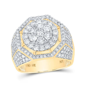 10K Yellow Gold Round Diamond Mens Ring 2 7/8 Cttw - Splendid Jewellery