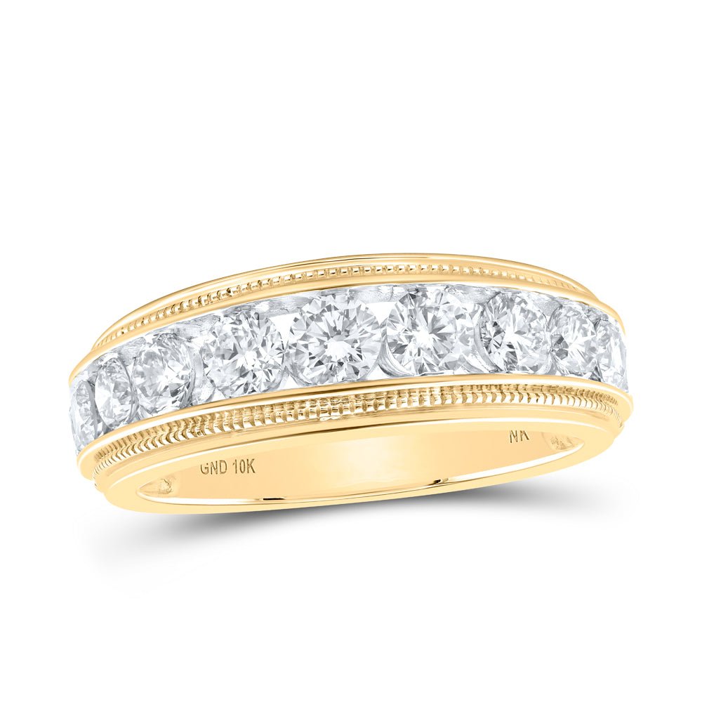 10K Yellow Gold Round Diamond Mens Ring 2 Cttw - Splendid Jewellery