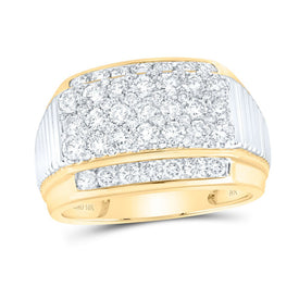 10K Yellow Gold Round Diamond Mens Ring 2 Cttw - Splendid Jewellery