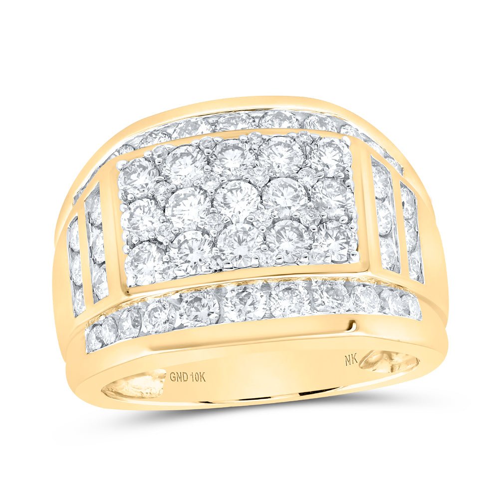 10K Yellow Gold Round Diamond Mens Ring 3 Cttw - Splendid Jewellery