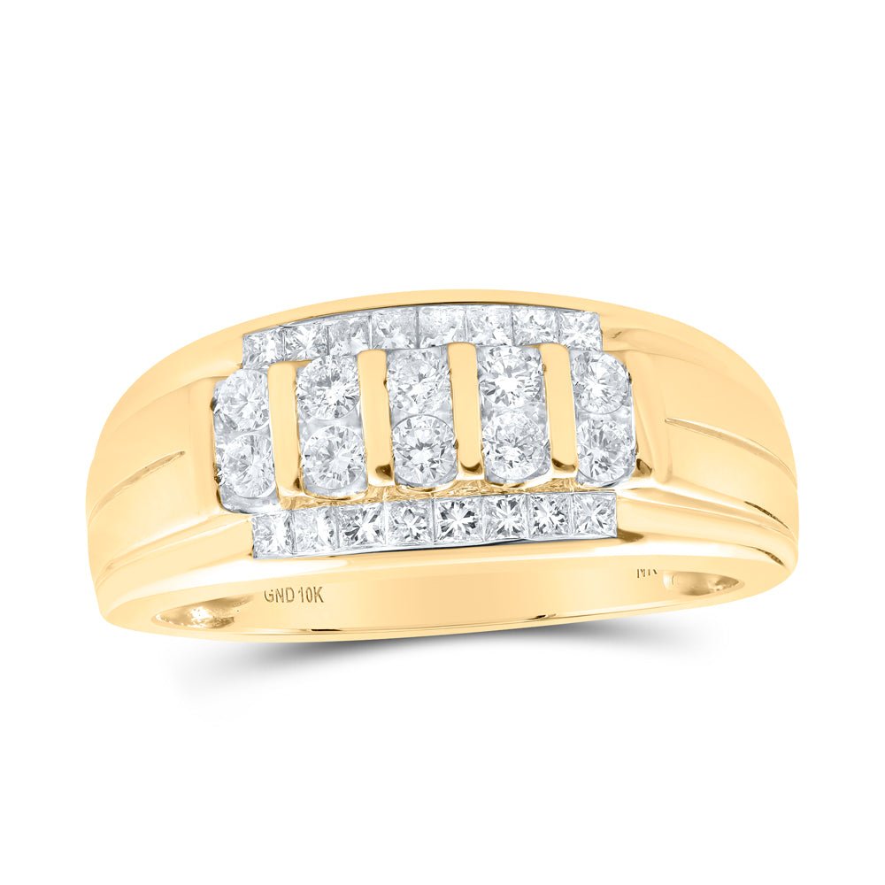 10K Yellow Gold Round Diamond Mens Ring 3/4 Cttw - Splendid Jewellery