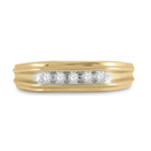 10K Yellow Gold Round Diamond Men's Single Row Two Tone Wedding Band Ring 1/8 Cttw - Splendid Jewellery