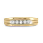 10K Yellow Gold Round Diamond Men's Single Row Two Tone Wedding Band Ring 1/8 Cttw - Splendid Jewellery