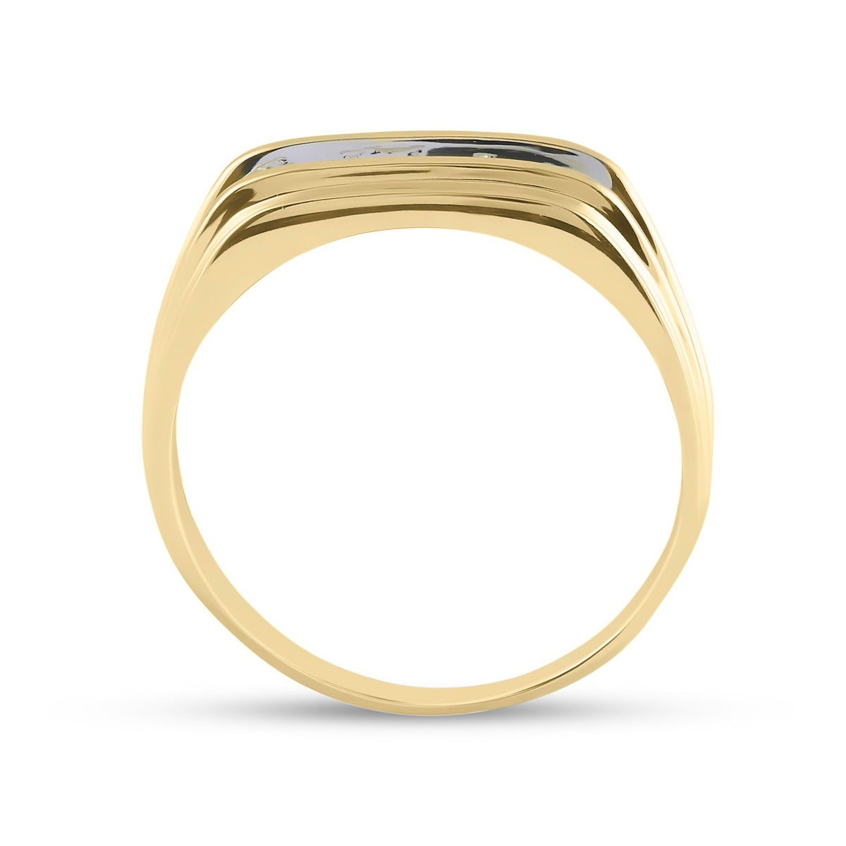 10K Yellow Gold Round Diamond Men's Single Row Two Tone Wedding Band Ring 1/8 Cttw - Splendid Jewellery
