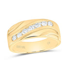 10K Yellow Gold Round Diamond Men's Single Row Wedding Band Ring 1/2 Cttw - Splendid Jewellery