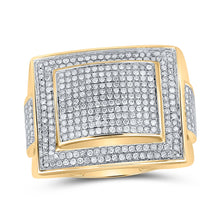 Load image into Gallery viewer, 10K Yellow Gold Round Diamond Mens Square Cluster Ring 1 Cttw - Splendid Jewellery