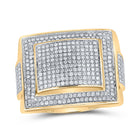 10K Yellow Gold Round Diamond Mens Square Cluster Ring 1 Cttw - Splendid Jewellery