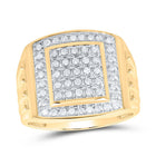 10K Yellow Gold Round Diamond Mens Square Cluster Ring 1/2 Cttw - Splendid Jewellery