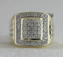 Load image into Gallery viewer, 10K Yellow Gold Round Diamond Mens Square Cluster Ring 1/2 Cttw - Splendid Jewellery