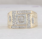 10K Yellow Gold Round Diamond Mens Square Cluster Ring 1/2 Cttw - Splendid Jewellery