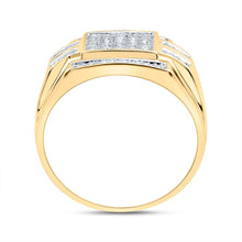 Load image into Gallery viewer, 10K Yellow Gold Round Diamond Mens Square Cluster Ring 1/3 Cttw - Splendid Jewellery