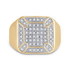 10K Yellow Gold Round Diamond Mens Square Cluster Ring 1/3 Cttw - Splendid Jewellery