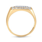 10K Yellow Gold Round Diamond Mens Square Cluster Ring 1/3 Cttw - Splendid Jewellery