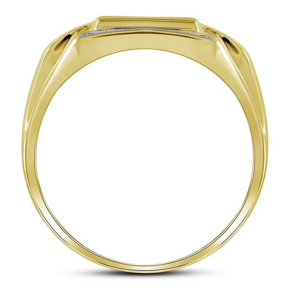 10K Yellow Gold Round Diamond Mens Square Cluster Ring 1/3 Cttw - Splendid Jewellery