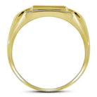 10K Yellow Gold Round Diamond Mens Square Cluster Ring 1/3 Cttw - Splendid Jewellery