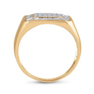 10K Yellow Gold Round Diamond Mens Square Cluster Ring 1/3 Cttw - Splendid Jewellery