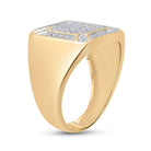 10K Yellow Gold Round Diamond Mens Square Cluster Ring 1/3 Cttw - Splendid Jewellery