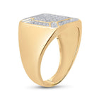 10K Yellow Gold Round Diamond Mens Square Cluster Ring 1/3 Cttw - Splendid Jewellery