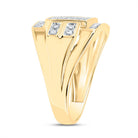 10K Yellow Gold Round Diamond Mens Square Cluster Ring 1/3 Cttw - Splendid Jewellery