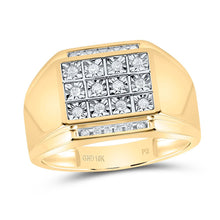 Load image into Gallery viewer, 10K Yellow Gold Round Diamond Mens Square Cluster Ring 1/4 Cttw - Splendid Jewellery