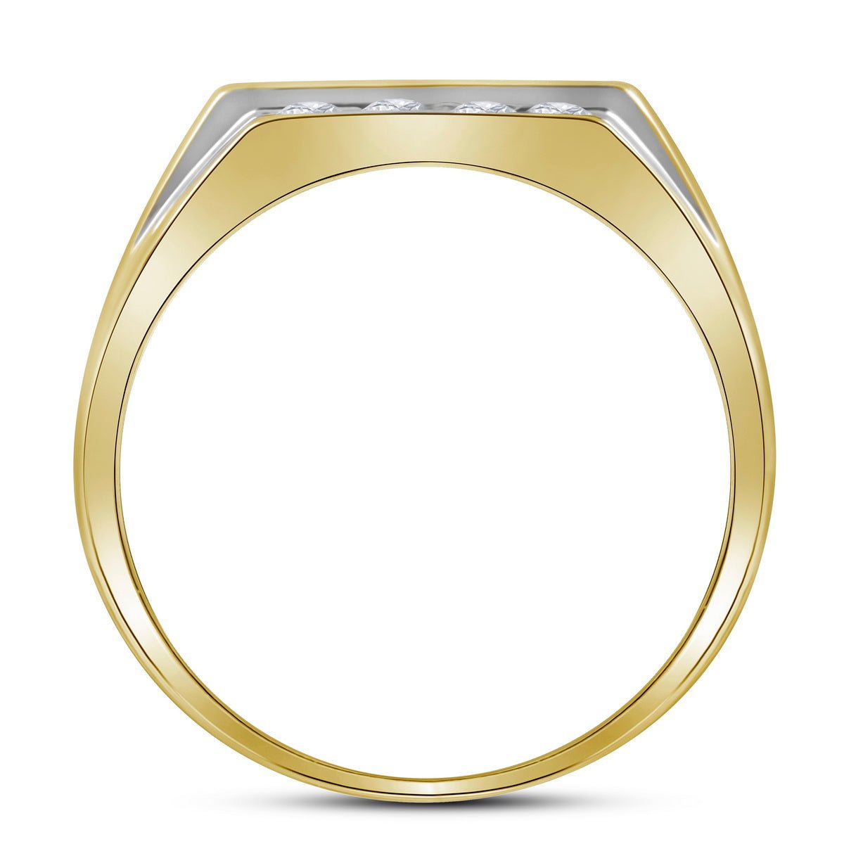10K Yellow Gold Round Diamond Mens Square Cluster Ring 1/4 Cttw - Splendid Jewellery