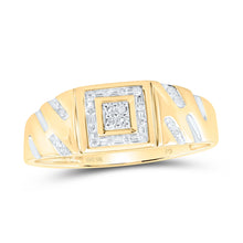 Load image into Gallery viewer, 10K Yellow Gold Round Diamond Mens Square Cluster Ring 1/8 Cttw - Splendid Jewellery