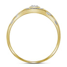 10K Yellow Gold Round Diamond Mens Square Cluster Ring 1/8 Cttw - Splendid Jewellery