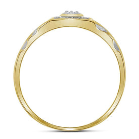 10K Yellow Gold Round Diamond Mens Square Cluster Ring 1/8 Cttw - Splendid Jewellery