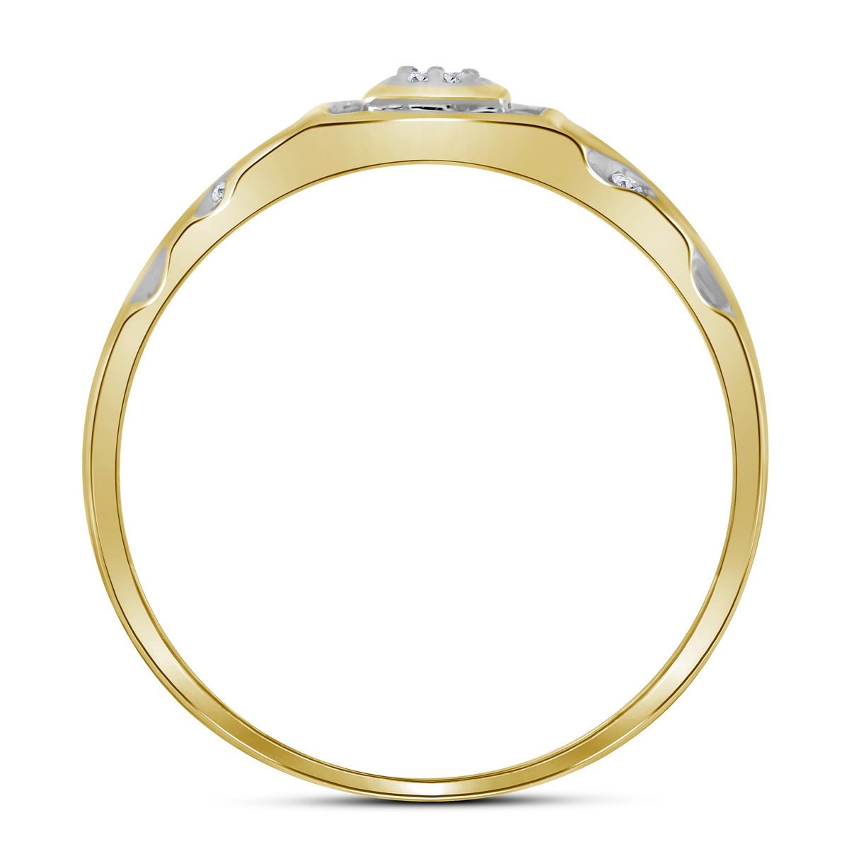 10K Yellow Gold Round Diamond Mens Square Cluster Ring 1/8 Cttw - Splendid Jewellery