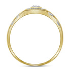 10K Yellow Gold Round Diamond Mens Square Cluster Ring 1/8 Cttw - Splendid Jewellery