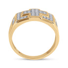 10K Yellow Gold Round Diamond Mens Square Cross Cluster Ring 1/3 Cttw - Splendid Jewellery