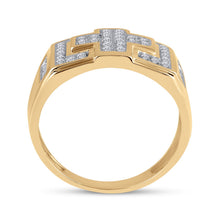 Load image into Gallery viewer, 10K Yellow Gold Round Diamond Mens Square Cross Cluster Ring 1/3 Cttw - Splendid Jewellery