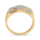 10K Yellow Gold Round Diamond Mens Square Cross Cluster Ring 1/3 Cttw - Splendid Jewellery