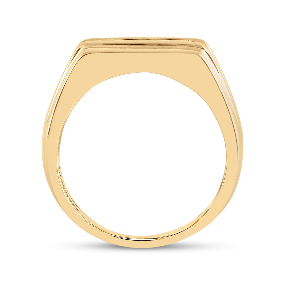 10K Yellow Gold Round Diamond Mens Squared Edges Single Row Band Ring 1 Cttw - Splendid Jewellery
