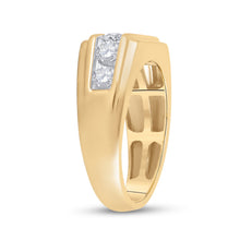 Load image into Gallery viewer, 10K Yellow Gold Round Diamond Mens Squared Edges Single Row Band Ring 1 Cttw - Splendid Jewellery