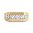 10K Yellow Gold Round Diamond Mens Squared Edges Single Row Band Ring 1 Cttw - Splendid Jewellery