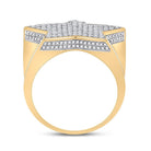 10K Yellow Gold Round Diamond Mens Statement Star Ring 1 - 1 1/2 Cttw - Splendid Jewellery