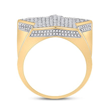 Load image into Gallery viewer, 10K Yellow Gold Round Diamond Mens Statement Star Ring 1 - 1 1/2 Cttw - Splendid Jewellery