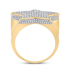 10K Yellow Gold Round Diamond Mens Statement Star Ring 1 - 1 1/2 Cttw - Splendid Jewellery