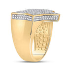 10K Yellow Gold Round Diamond Mens Statement Star Ring 1 - 1 1/2 Cttw - Splendid Jewellery